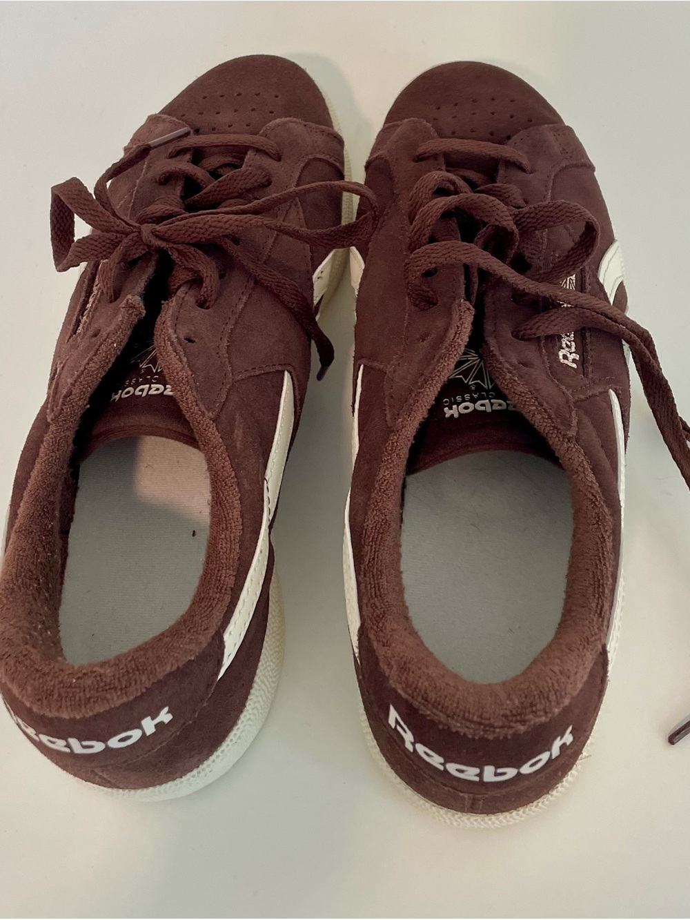 Reebok Brown Suede Low-Top Sneaker with White Stripes (club C Grounds) - Picture 8 of 8